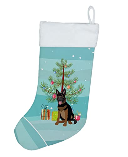 Caroline's Treasures WDK3057CS German Shepherd Bicolor Christmas Christmas Stocking Fireplace Hanging Stockings Christmas Season Party Decor Family Holiday Decorations