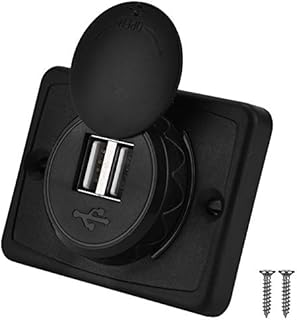 Aramox Car USB charger, 3.1A car dual black ABS USB port charger socket socket 12V LED waterproof