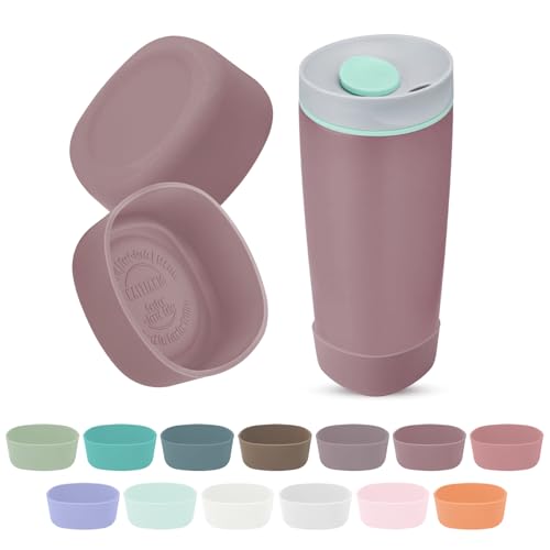 Kaitiaki 2pcs Silicone Boot for Owala SmoothSip Slider Coffee Tumbler 20oz 12oz, Anti-Slip Sleeve for Travel Coffee Mug, Protective Accessories for Owala BPA Free (Plum Perfect)