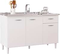 Balcão de Cozinha com Pia Inox 120cm Classic Z46 Branco - Mpozenato