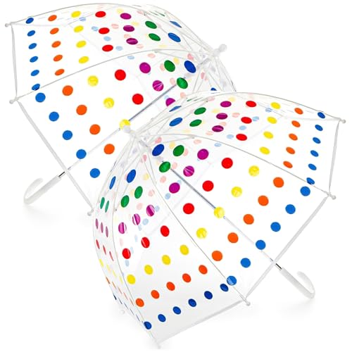 Covzoe 2 Pack Bubble Umbrellas, Small Clear Dome Umbrella with Easy Grip Handle, Lightweight Wind and Rain Protection Umbrellas for Girls, Safety Transparent Fashion Umbrella, 38