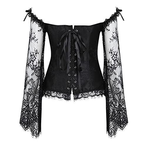 Corset Extender 13 Hooks Women Fashion Corset Tops With Thong Satin Lace Up Retro Court Style Boned Full Body Shape Black #TOP3