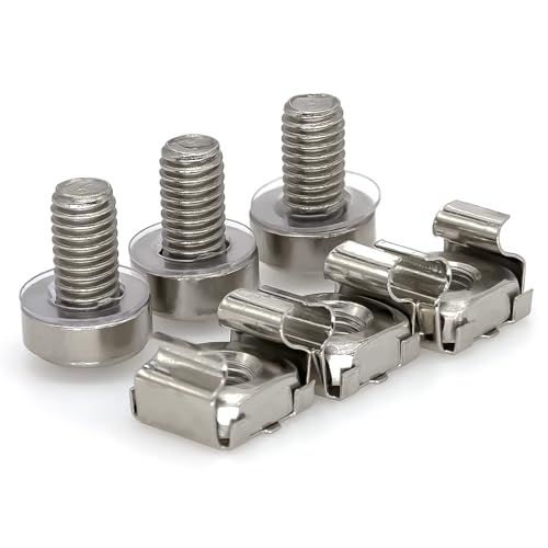 Ahoaepy Nakrętki klatkowe do montażu w stojaku M6 x 16 mm, śruby i nakrętki do komputera, szafy serwerowej, przełącznika, zapory sieciowej, routera, 20 szt