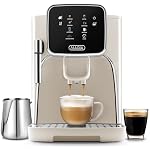 Zulay Kitchen Magia Clasica Fully Automatic Espresso Machine With Grinder Touch Screen Coffee Maker With One Touch Operation Milk Foam System For Latte Cappuccino Macchiato White