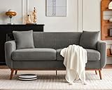 VanAcc 68' Sofa, Deep Seat Sofa Couch for Living Room, Comfy Couch with Wood Base and Legs, Grey Bouclé Upholstered Sofa