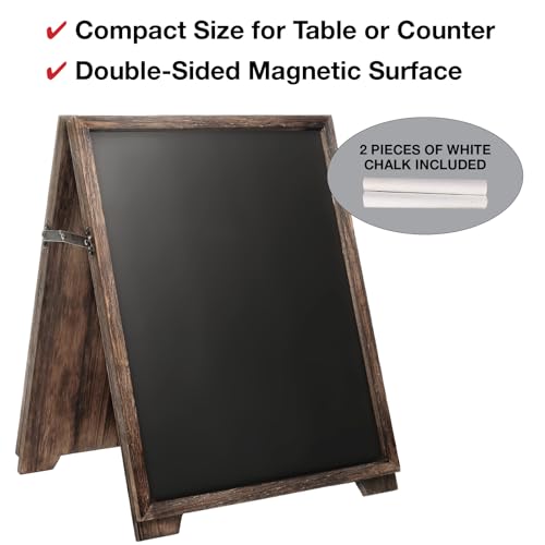 Excello Global Products 13\" x 17\" Wooden A-Frame Chalkboard, Double-Sided Magnetic Surface, Great for Counters and Tables.