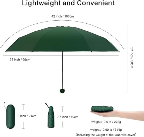 HEMOVIA Mini Folding Windproof & Compact UV Umbrella, Portable 3 Fold Umbrella, Automatic Open Close for Rain and Sun Protection, Easy to Hold & Carry, Umbrella for Women and Men