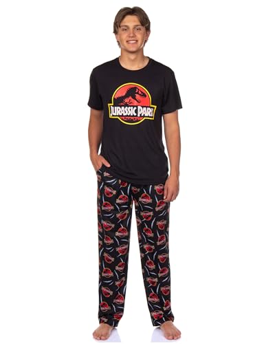 INTIMO Jurassic Park Pajamas Men's Logo Claw Slash Design Adult 2-Piece PJ Lounge Set