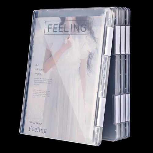 NALACAL 4 Pcs Portable Project Case Clear A4 File Box Transparent File Slim Cases Plastic Storage File Boxes Board Game Storage Organizer,12.1 x 9.1 Inch