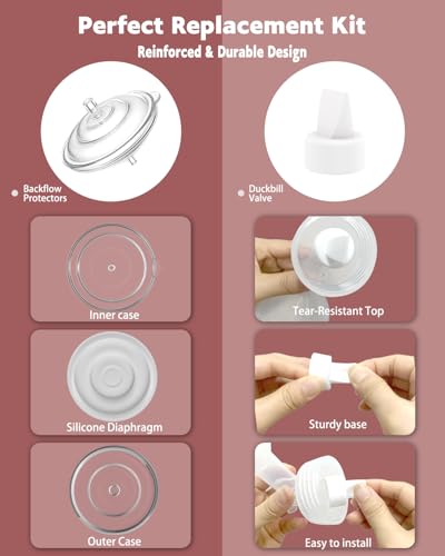 4packs 16mm Full Breast Replacement Pump Parts for Spectra S1 S2 9 Plus Synergy Gold Include 13mm Flange,Valve,Backflow Protector,Tube,Bottle,Caps, Fit for Motif Luna Cimilre Ameda MYA Pump