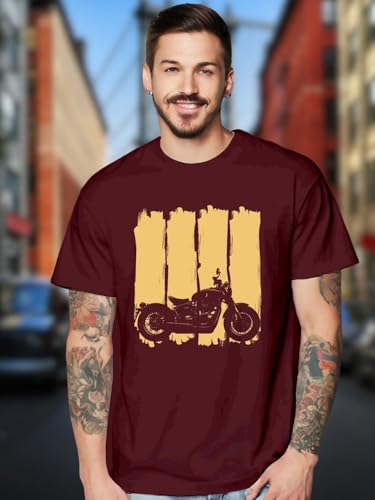 Image of Roads to India T-Shirt for Men - 100% Cotton Ladakh Motorcycle Rider Half Sleeve Round Neck Graphic Print | Regular & Oversized Fit | 180 /220 GSM | S-5XL | Black, Navy Blue, Maroon, Olive, Red, White