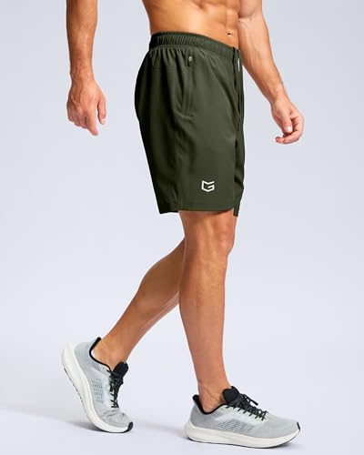 Image of G Gradual Men's Athletic Running Shorts with Zipper Pockets Quick Dry 7 inch / 5 inch / 9 inch Workout Gym Shorts for Basketball Hiking