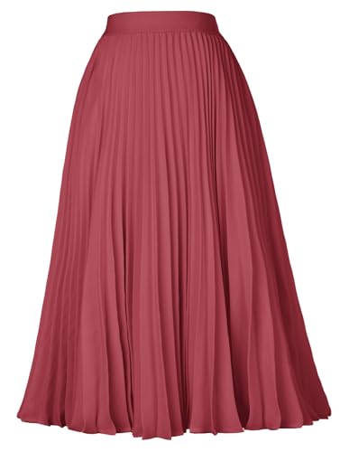 Grace Karin Women High Elastic Waist Pleated Chiffon Midi Skirt