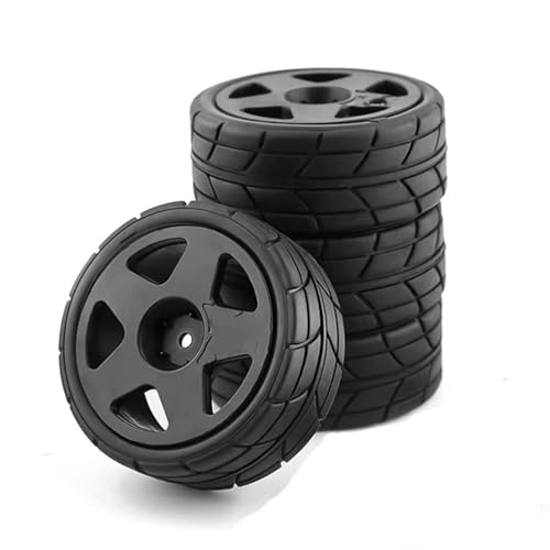RC�J�[�̃^�C���ƃz�C�[�� Compatible With Tamiya For TT01 TT01E For TT02 For TT02B XV01 1/10 RC ���[�V���O�J�[�p�[�c 65mm �S���^�C���z�C�[���^�C�� 12mm �Z�p