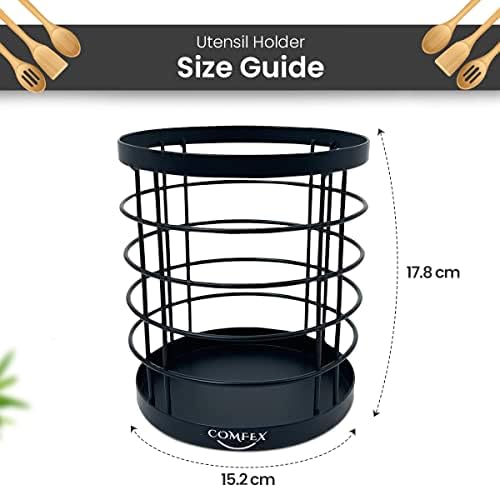 Utensil Holder for Kitchen, Cutlery Holder Stand | Metal Wire Kitchen Utensil Holder, Organiser and Drainer - Space Saving Utensil Rack for Spatulas Wooden Spoons and Tongs
