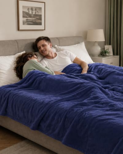 Good Nite Sherpa Kuscheldecke Flauschig 150x200cm Wolldecke Marine – Ansicht 5