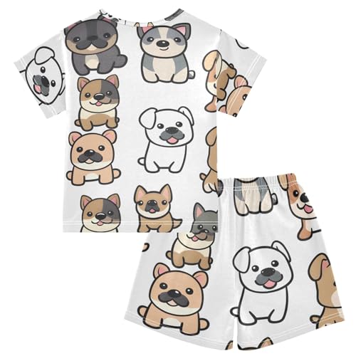 Summer Pajama Set Little Cute Dogs, Short Sleeve Sleepwear Nightwear2