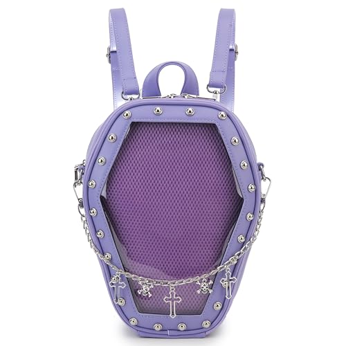 ENJOININ Gothic Coffin Shape Purses and Handbags for Women Halloween Shoulder Bag Ita Purse Backpack 2 Way with 2 Inserts