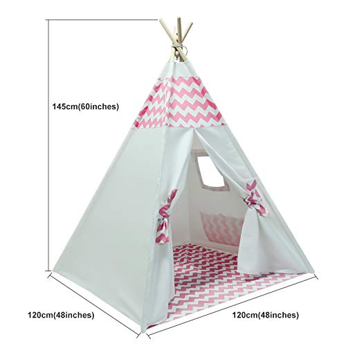 Kids Teepee Tent - Indoor Play Teepee for Girls - Pink Chevron by Tanen Tech - Image 6