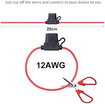 GTIWUNG 10PCS 12AWG Inline Wiring Harness, Small Assorted Fuses with Inline Fuse Holders, Blade Car Fuses Assortment Kit, ATC/ATO Automotive Holder with 30/35/40A Fuse Blade Plug Socket