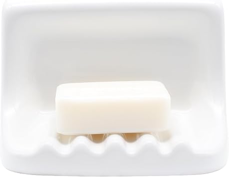 White Vintage Wall Mounted Ceramic Soap Dish Holder Bathroom Shower Wall