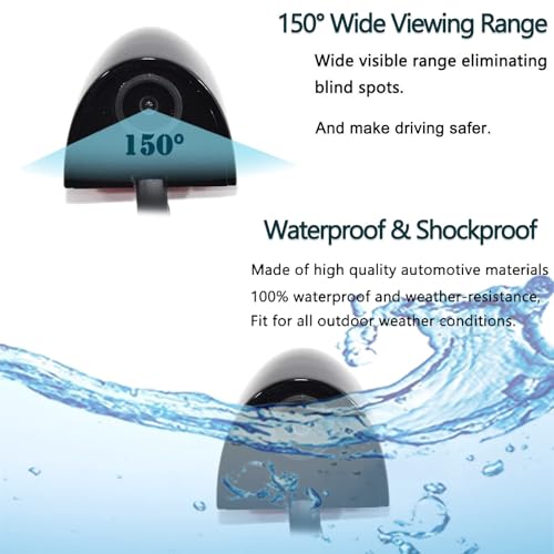 EWAY 2PCs Car Door Blind Spot Side View Camera, Self-Adhesive Screw-Free, Mini Style, Support Upside Down Flip Image, 92° Angle Blindspot Camera for Pickup Trucks SUVs Vans RVs Trailers - Black