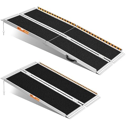 TaiH Leo 4FT & 5FT Wheelchair Ramps, 800 LBS Capacity Wheel Chair Ramp, Portable Wheelchair Ramp Scooter Ramp, for Home, Steps, Stairs, Doorways, Curbs Black Cover