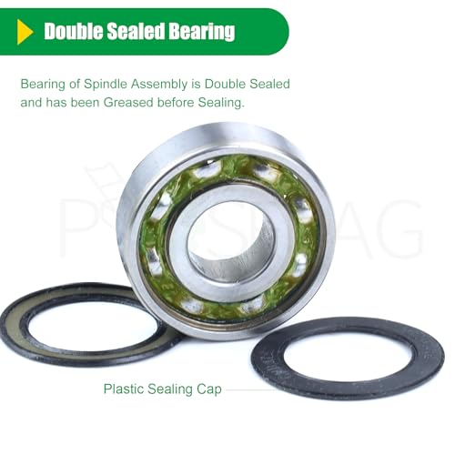 POSFLAG 3 Pack AM144377 Spindle Assembly with M131814 Pulley Replaces John Deere AM144377 Spindle, AM135349, AM124498, AM131680 for John Deere X320 X500 X300 GT235 X530 LX280 X304 X485 GX255 Tractors by POSFLAG - Image 6