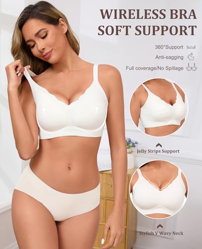Image of LXOXL Wireless Bras for Women No Underwire Seamless Push Up Full Coverage Everyday Bra Comfortable Supportive Tshirt Bralette
