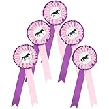 5 Stück Turnierschleife PferdTurnierschleifen Abzeichen Turnierschleifen Pferde Schleife Pferd Reiterschleife Turnierschleife Hobby Horse Siegerschleife Pferd für Reitveranstaltungen Pink Lila