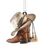 Esshogo 1 Stück 6 cm Cowboy Hut Auto Dekoration, autospiegel anhänger