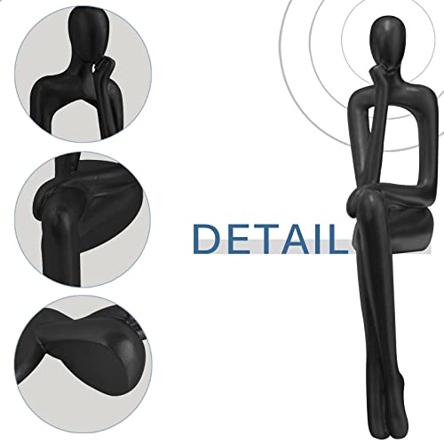 Pwbslai 3Pcs Modern Decor Sitting Thinker Abstract Art Sculpture, Collectible Resin Statue, Figurines Accent Home Decor For Office Desktop Decor (Black) #TOP3