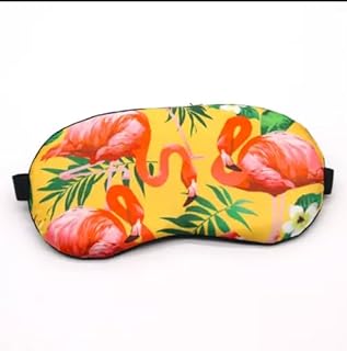 MySouqEg Store Flamingo Print Sleep Mask with Cooling Gel Insert – Yellow Tropical Design