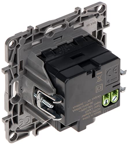 Mecanismo doble USB empotrable Legrand Niloe 764594 con marco blanco de pared 4