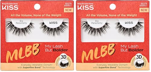 Image of KISS My Lash But Bolder, False Eyelashes, 'Big Personality', 14mm, Includes 1 Pair, Easy to Apply, Reusable Lash Clusters (Pack of 2)
