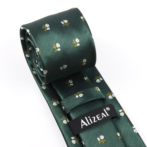 Image of Alizeal Mens 3.15'' Light Color Rustic Tie Handkerchief | with Flower Printed Handkerchief for Wedding Business Daily Wear