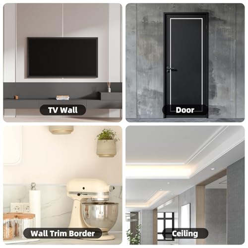 JSIWOTH 3M Selbstklebende Zierleisten & Wandleisten,Flexible PVC Abdeckleisten, Kantenschutz für Fenster, Türen, Spiegel, Küchenrückwand & Möbel - Inkl. Kunststoffleisten & Klebeleisten