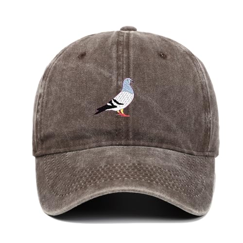 Embroidered Pigeon Baseball Cap, Adjustable Outdoor Cap, Fisherman Hat Suitable For Outdoor Sports, Commuting, Vacation(Brown)
