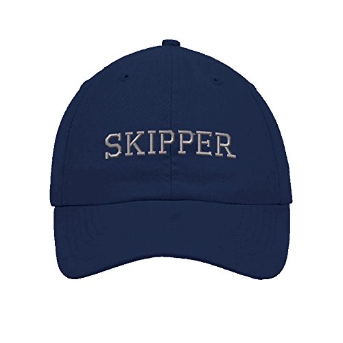 Speedy Pros Silver Letters Skipper Embroidery Twill Cotton 6 Panel Low Profile Hat Navy