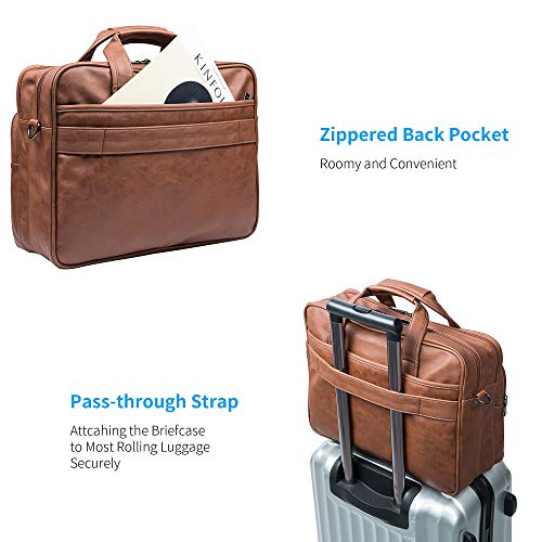 seyfocnia Leder Laptoptasche Herren, 15,6 Zoll (39,6 cm) Messenger Aktentasche Business Satchel Computer Handtasche Schultertasche Tragetasche, Braun