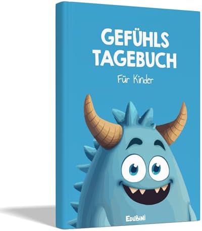 Edubini Gefühlstagebuch Kinder [6-12 Jahre] - Tagebuch Mädchen & Jungs - Gefühle Buch für Umgang mit Emotionen und ein gutes Gefühl, Dankbarkeitstagebuch für Kinder (inkl. 10 Spiel