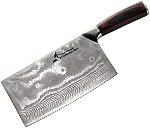 ZHEN Japanese VG-10 67-Layer Damascus Steel 8-Inch Slicer Chopping Chef Butcher Knife/Cleaver, Large