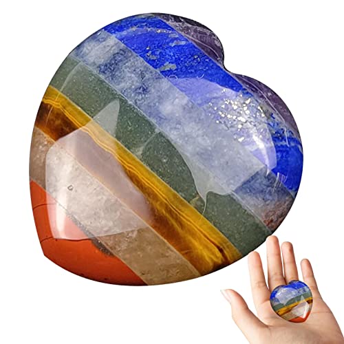 Jingan piedra de preocupación corazón, cristales lindos para el amor colorido, 1.18in Cristal Amor Cristales Patchwork para atraer el amor Corazón Amor tallado Palmera preocupación Piedra Chakra Reiki
