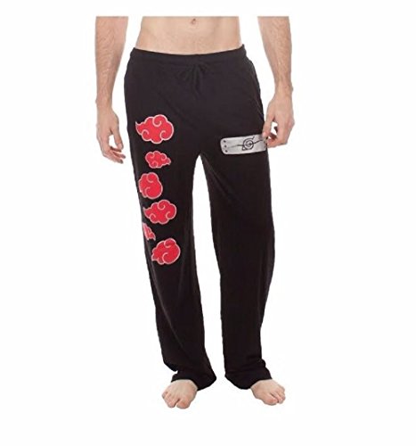 Naruto Shippuden Itachi Headband and Clouds Lounge Pants Sleepwear (Large) Black