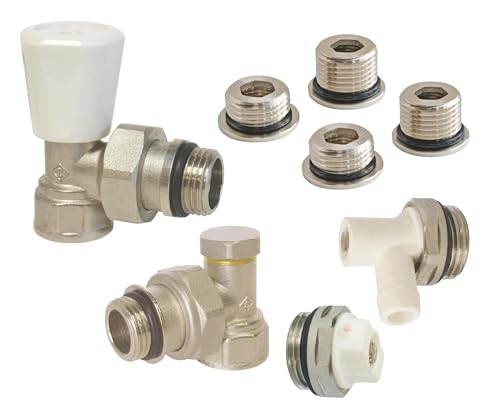 SOMATHERM FOR YOU, 601521201, Kit de radiador manual universal de 3/8 (12x17) o 1/2 (15x21) Kit completo SFY, calefacción, Accesorios para Radiador