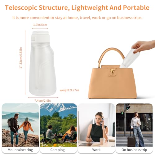 Image of Portable Bidet, Electric Rechargeable Women's Perineal Bottle, 400ml Water Tank, 3 Pressure Modes, with 2 Replaceable Nozzles, Suitable for Men, Women, Babies and Postpartum Cleaning (White)