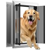 Dog Door for Wall, Energy Efficient French Doggy Door with Aluminum Frame, Telescoping Tunnel and Magnetic Flaps, Easy Install for Walls 4'- 7 7/8' Thick, XLarge