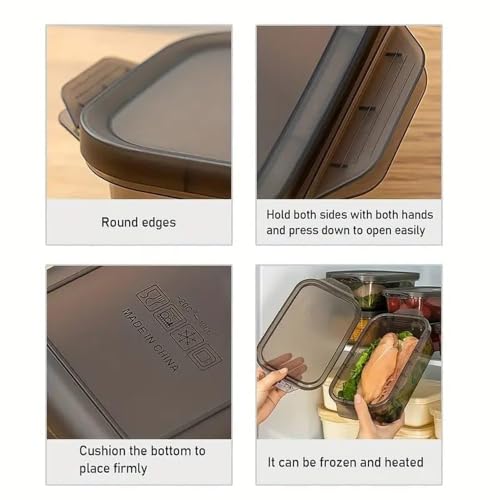 Image of Set of 3 Meal Prep Food Storage Containers 1200ml Each | Airtight Leakproof Stackable BPA Free Plastic Fridge & Freezer Organizer Boxes for Kitchen Storage