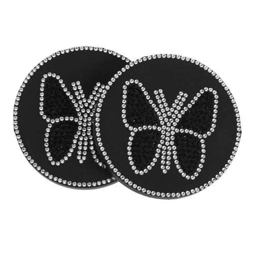 Cabilock Car Coasters Tea Coasters Set Butterfly Rhinestones Non-Slip Mats for Automotive Accessories