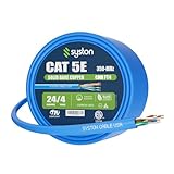 Syston Cable Technology Cat 5e Ethernet Network Cable - 50 FT，350MHz 24AWG Solid Bare Copper Wire Outdoor/Indoor, Bulk No Ends 10 Ft to 1000 Ft Available, Heat Resistant Riser Rated - CMR